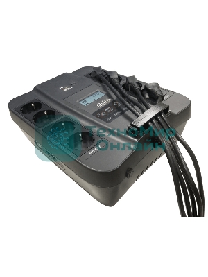 Источник бесперебойного питания Powercom Back-UPS SPIDER, Line-Interactive, LCD, AVR, 1100VA/605W, Schuko, USB, черный (1452054)