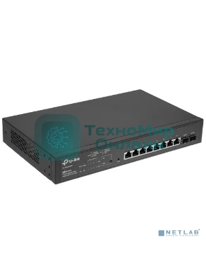 Коммутатор TP-Link JetStream 10-Port Gigabit Smart Switch with 8-Port PoE+, 8× Gigabit PoE+ Ports, 2× Gigabit SFP Slots, 802.3at/af, 150 W PoE Power, 1U 13-inch Rack-mountable Steel CaseIntegration with Omada SDN Controller, 802.1Q VLAN, STP/RSTP/MSTP, IGMP Snoopi