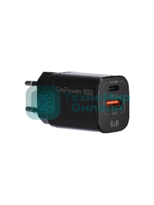 Сетевое зарядное устройство GOPOWER 1USB+1TYPE-C 35W QC3.0 00-00028403 черный