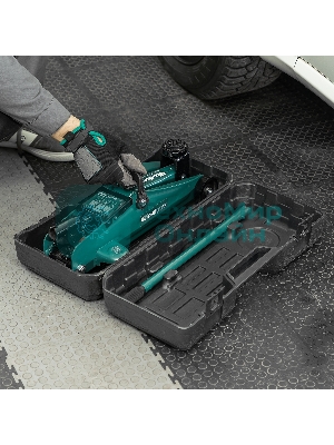 Домкрат гидравлический подкатной Сибртех 2т, 127-330 мм, в пластиковом кейсе