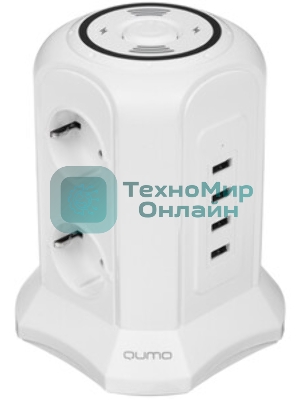 Сетевой фильтр Qumo Power Tower Pro + Wireless SFU2 (P-0010) черный, 6 розеток