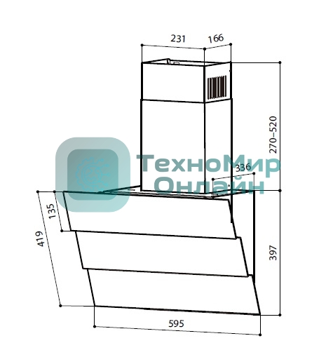 Вытяжка наклонная LEX RIO GS 600 белая, 59.5 см, 850 куб. м/ч, 44 дБ