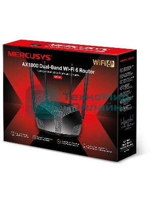Роутер Mercusys MR70X AX1800 Dual-Band WiFi 6 Router, 574 Mbps at 2.4 GHz + 1201 Mbps at 5 GHz,4× Fixed External Antennas, 3× Gigabit LAN Ports, 1× Gigabit WAN Port, 1024-QAM, OFDMA, Router/Access Point Mode, MU-MIMO, WPA3, TWT, BSS Color