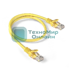 Патч-корд ExeGate EX286376RUS UTP-RJ45-RJ45-5e-0,5M-LSZH-YL, UTP, cat.5e, LSZH, 0.5м, желтый
