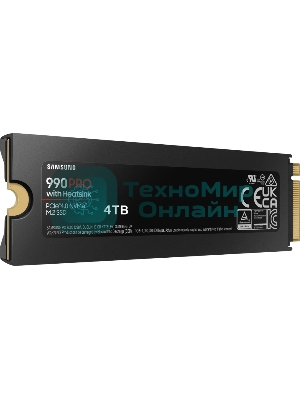 Накопитель SSD Samsung 990 Pro 4Tb, PCIe 4.0 x4, M.2 2280, NVMe, R/W 7450/6900, с радиатором