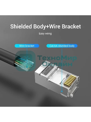 Коннектор Vention IDFR0-50 RJ45 (8p8c), FTP, cat. 6A, под витую пару, экранированный (50шт.)