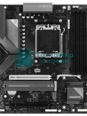 Материнская плата Gigabyte B850M EAGLE WIFI7, AM5, AMD B850, 4xDDR5, 4xSATA, 2xM.2, 1xPCIe 5.0 x16, 1xPCIe 3.0 x16, 1xHDMI, 2xDP, 1x2.5Gb LAN, Wi-Fi 7, Bluetooth 5.4, 1xUSB-C 10Gbps, 1xUSB-A 10Gbps, 2xUSB-A 5Gbps, 4xUSB-A 2.0, 1xPS/2, 3x3.5 мм, 7.1, mATX