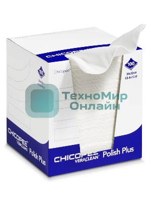 Салфетки для чистки оптики и фотобарабанов Veraclean Polish Plus белые (Katun/Chicopee) диспенсер/100шт