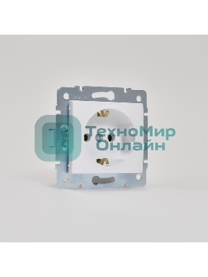 Механизм розетки 1-м СП KARINA термопласт с заземл. бел. LEZARD 707-0288-122B