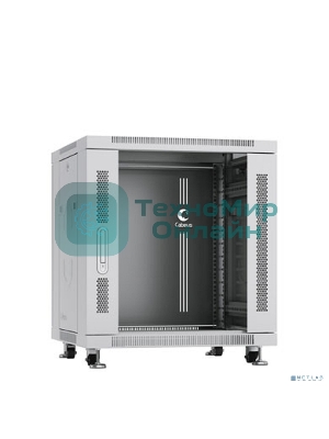 Шкаф телекоммуникационный напольный Cabeus, IP20, 12U, 730х600х600 мм (ВхШхГ), дверь: стекло, разборный, серый