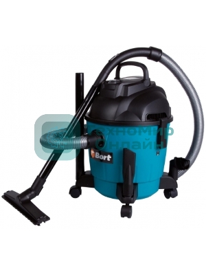 Пылесос строительный Bort BSS-1218 91272256 1200 Вт, вместимость 18 л, 26,5 л/сек, 6,3 кг, набор аксессуаров 7 шт