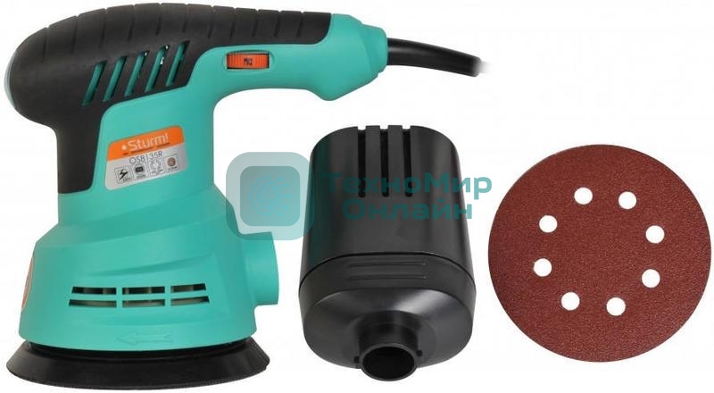 Эксцентриковая шлифовальная машина Sturm OS8135R Эксцентриковая шлифмашина Sturm, 350Вт, d 125мм, рег обор. 5000-12000об/мин, ПЫЛЕСБОР OS8135R