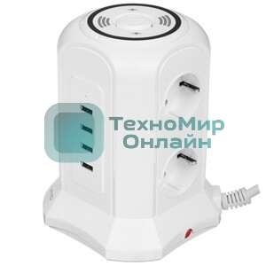 Сетевой фильтр Qumo Power Tower Pro + Wireless SFU2 (P-0010) черный, 6 розеток