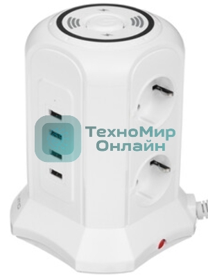 Сетевой фильтр Qumo Power Tower Pro + Wireless SFU2 (P-0010) черный, 6 розеток