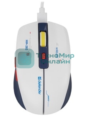 Мышь беспроводная Defender Dila MM-282 белый/синий, 1800 dpi, радиоканал, USB, кнопки - 6