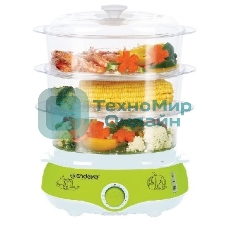 Пароварка электрическая Endever Vita-171, белый/зеленый, мощность 1000 Вт, объем 11 л