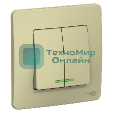 Выключатель 2-кл. СП Blanca (сх.5) 10А 250 В с подсветкой беж. SchE BLNVS010517