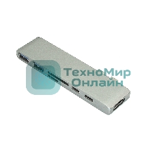 Адаптер сдвоенный Type-C на HDMI, USB 3.0*2 + Type-C* 2 + SD/TF для MacBook, серый