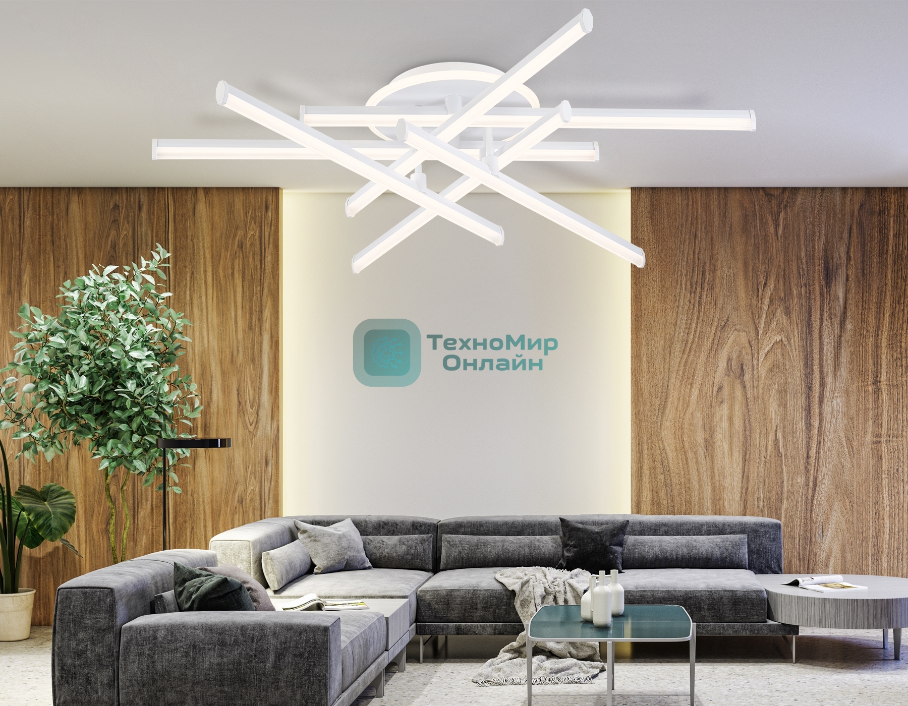 Потолочный светодиодный светильник Ambrella light FL6251 WH белый 97W 3000K-6400K 805*760*170 (ПДУ ИК)