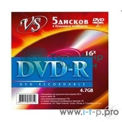 Диск DVD-R VS (PERFEO) 4.7 Gb, 16x, Конверт (5), (5/250)