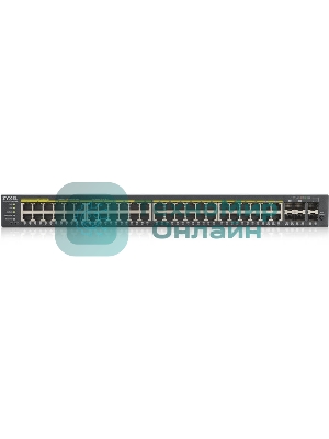 Коммутатор Zyxel GS1920-48HPv2 Hybrid Smart switch PoE+ Zyxel Nebula Flex, 44xGE PoE+, 4xCombo (SFP/RJ-45 PoE+), 2xSFP, budget PoE 375W, Standalone/cloud management