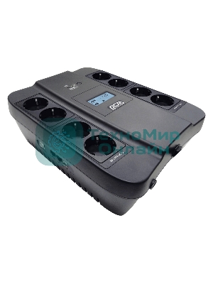 Источник бесперебойного питания Powercom Back-UPS SPIDER, Line-Interactive, LCD, AVR, 900VA/540W, Schuko, USB, black (1456263)