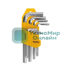 Набор ключей имбусовых HEX Kranz 1,5-10 мм, CrV, 9 шт.