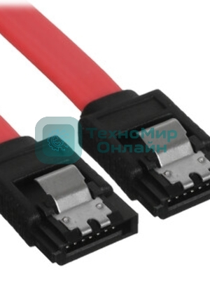 Кабель интерфейсный SATA Cablexpert CC-SATAM-DATA90-0.8M, 80 см, угловой разъем, 7pin/7pin, защелка, пакет