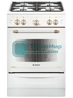 Плита газовая Gefest ПГ 6100-02 0185 белый, конфорок 4 шт, духовка 52 л, 60 см x 85 см x 60 см