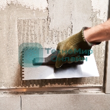 Гладилка нержавеющая Rexant 130х270 мм, зуб 6х6 мм, пластиковая ручка