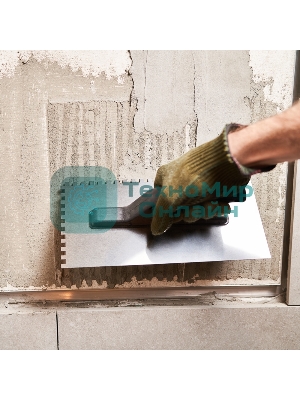 Гладилка нержавеющая Rexant 130х270 мм, зуб 6х6 мм, пластиковая ручка