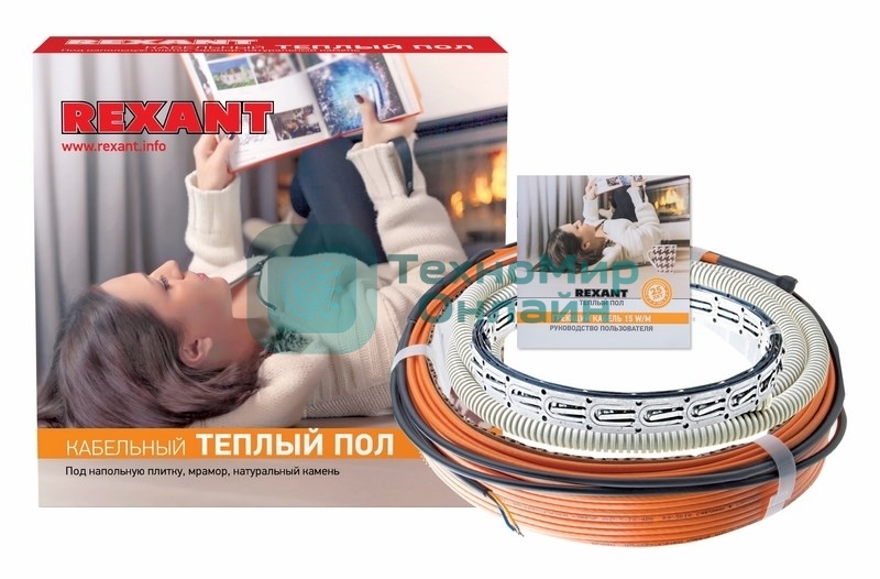 Теплый пол Rexant Standard RND -20-300 (300Вт/20м/S обогрева, м2: 1,3-2,6) (двух жильный)