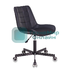 Кресло компьютерное Бюрократ CH-350M/BLACK без подлокотников, черный, искусст.кожа/ткань, крестовина хром