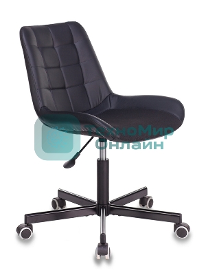 Кресло компьютерное Бюрократ CH-350M/BLACK без подлокотников, черный, искусст.кожа/ткань, крестовина хром