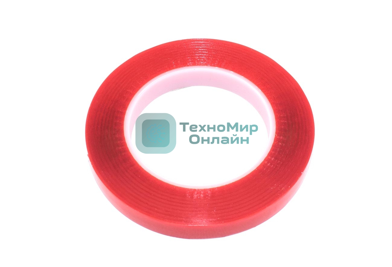 Скотч двусторонний прозрачный 3M 90519 с красной защитной лентой, ширина 15мм 25м