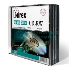 Диск CD-RW Mirex 700 Mb, 12х, Slim Case (5), (5/200)