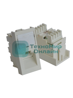 Вставка RJ-45 UTP Cat.5E, 22.5x45 мм угловая, с маркировкой, белая