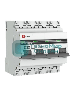 Выключатель автоматический модульный 4п C 32А 4.5кА ВА 47-63 PROxima EKF mcb4763-4-32C-pro