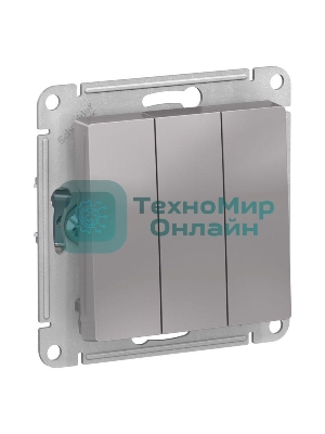 Механизм выключателя 3-кл. AtlasDesign (сх.1+1+1) 10АХ алюм. SchE ATN000331