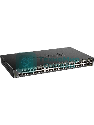 Коммутатор D-Link DGS-1250-52XMP/A1A, L2 Smart Switch with 48 10/100/1000Base-T ports and 4 10Gbase-X SFP+ ports (48 PoE ports 802.3af/802.3at (30 W), PoE Budget 370W).16K Mac address, 802.3x Flow Control, 4K