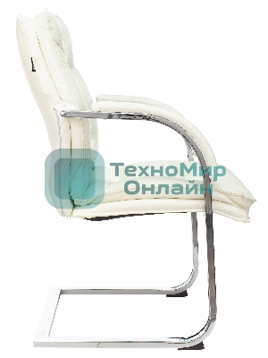 Кресло офисное Бюрократ T-9927SL-LOW-V слоновая кость, кожа, низк.спин. полозья, металл хром