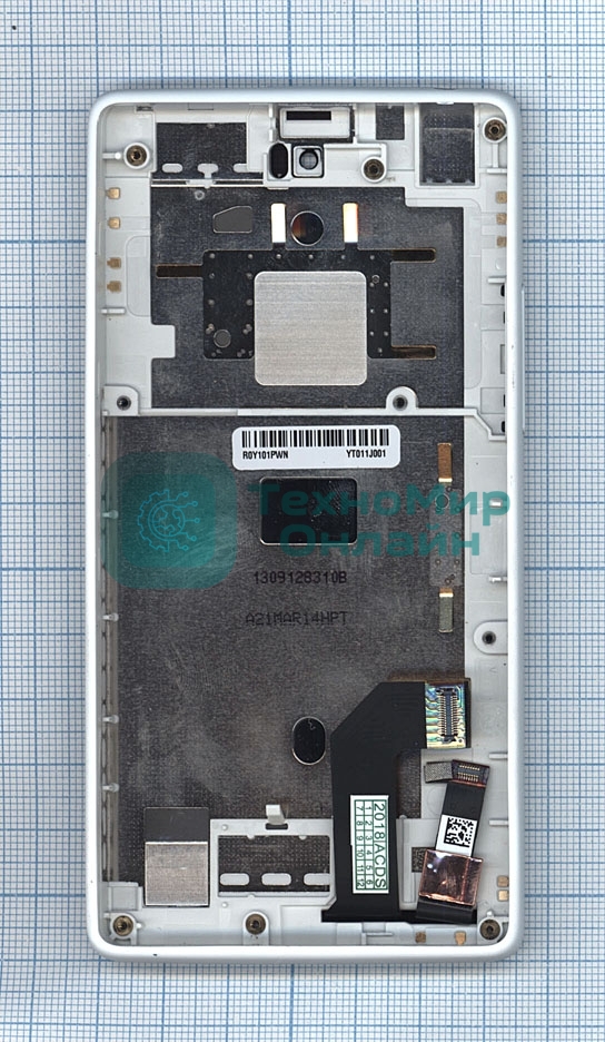 Дисплей для Yota YotaPhone 1 C9660 черный с белой рамкой