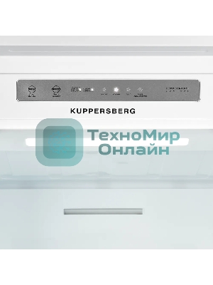 Встраиваемый холодильник Kuppersberg RBN 1961, High-Tech двухкамерный, полезный объем 334 л, суперохлаждение, суперзаморозка, функция отпуск, перевешиваемые двери (door slider), электронное управление, звуковая индикация открытой двери, NoFrost, зона свежести, LED освещение, инвертерный компрессор, энергоэффективность А++, уровень шума 35 дБ, белый