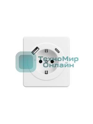 Розетка Kranz ROUND 1-ая с/з с/у з/ш 16А с USB A+C быстрой зарядки 5В/3А перламутр