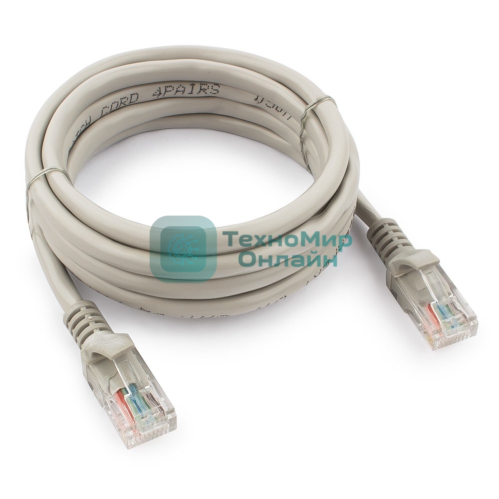 Патч-корд UTP Cablexpert cat.5e, 2м, литой, многожильный, серый