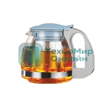 Чайник заварочный LARA LR06-19 Blue 700 мл силикатное стекло, стальной фильтр, подъем крышки