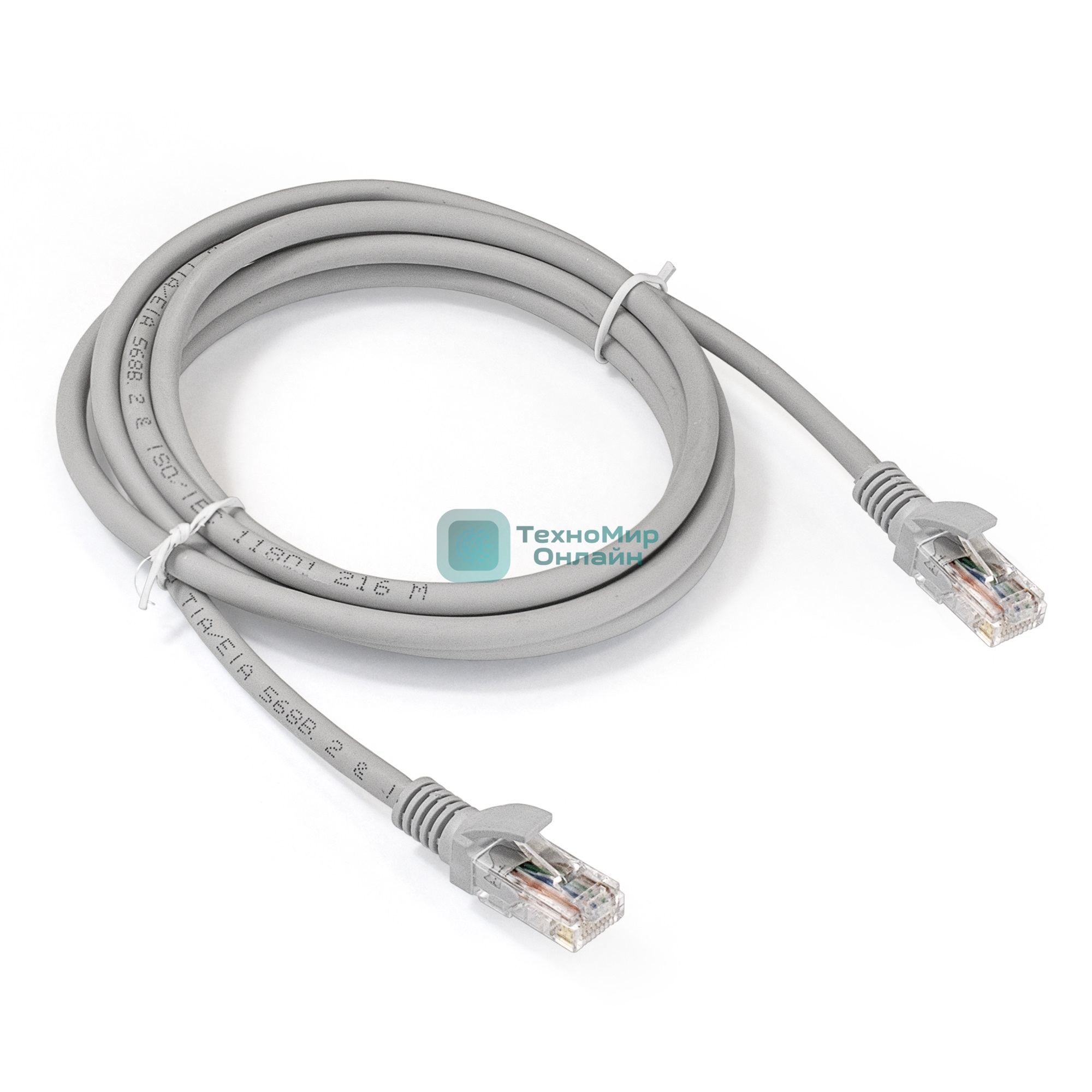 Патч-корд ExeGate EX286383RUS UTP-RJ45-RJ45-5e-2M-LSZH-GY, UTP, cat.5e, LSZH, 2м, серый