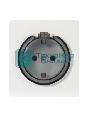 Розетка Kranz ROUND 1-ая с/з с/у, со шторками и крышкой 16А перламутр