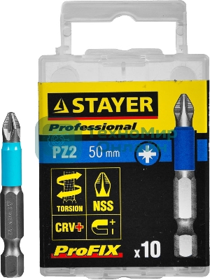 Бита STAYER PROFESSIONAL 26223-2-50-10_z01 ProFix E 1/4'' № 2 L=50мм 10шт