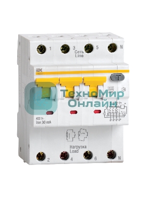 Выключатель автоматический дифференциального тока IEK MAD22-6-025-C-30 АВДТ 34 C25 30мА